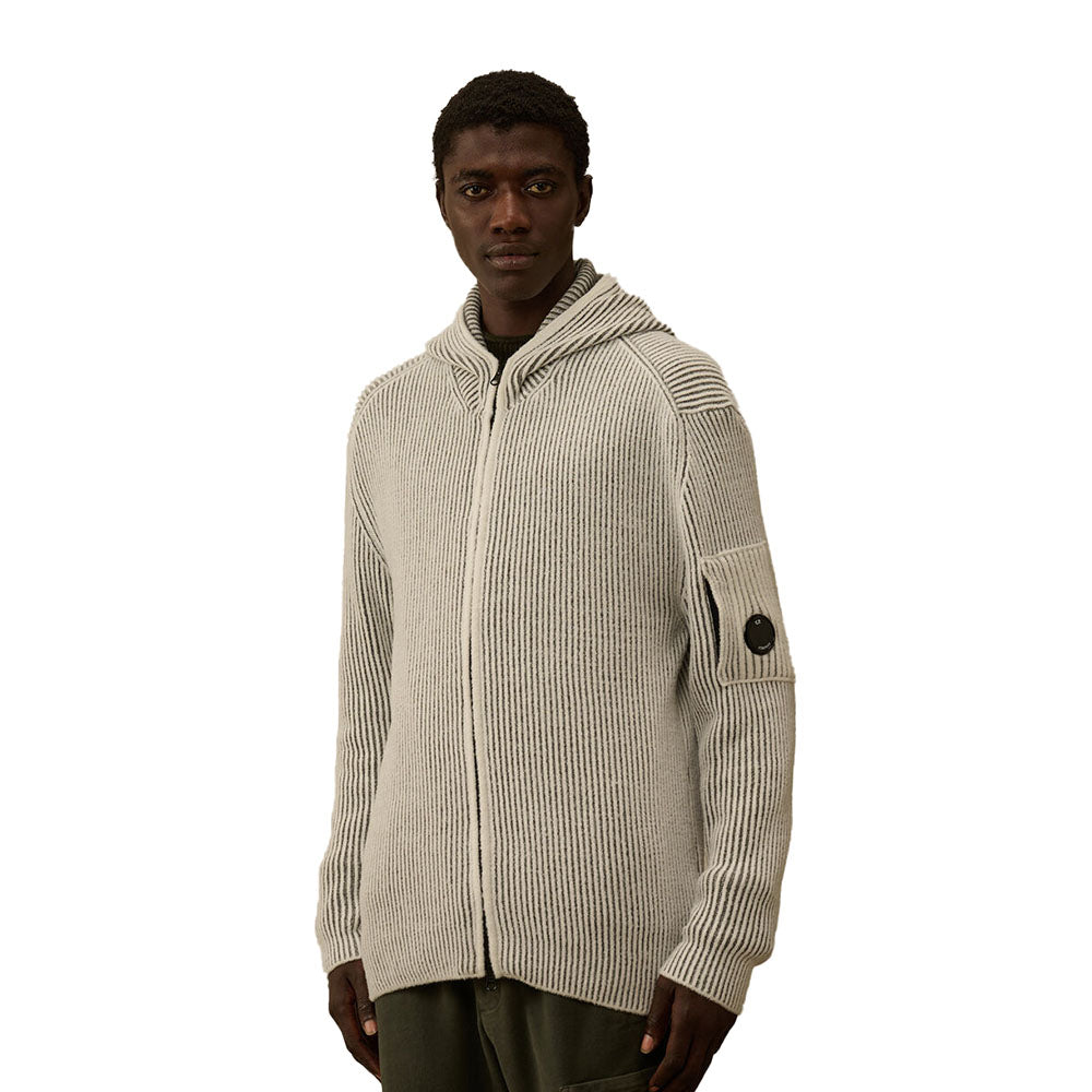 FLEECE KNIT HOODED FULL ZIP SWEATER
