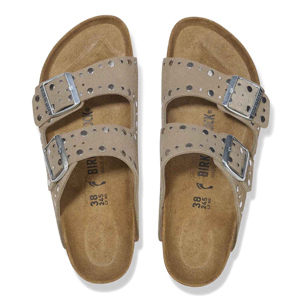 ARIZONA RIVET TAUPE SUEDE LEATHER