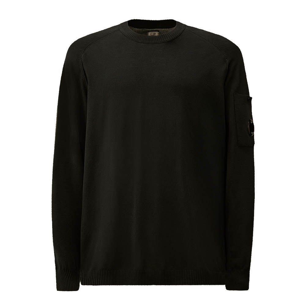 COTTON CREPE CREWNECK LENS SWEATER