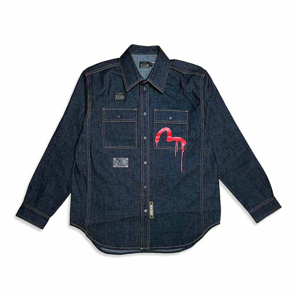 EVISU X BALL EBBASTA DAICOCK DENIM SHIRT
