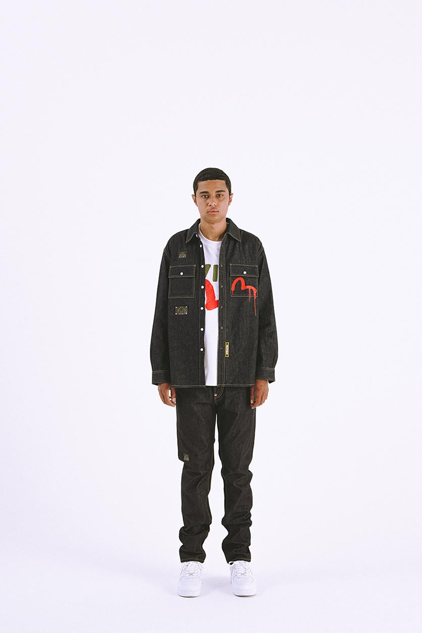 EVISU X BALL EBBASTA DAICOCK DENIM SHIRT
