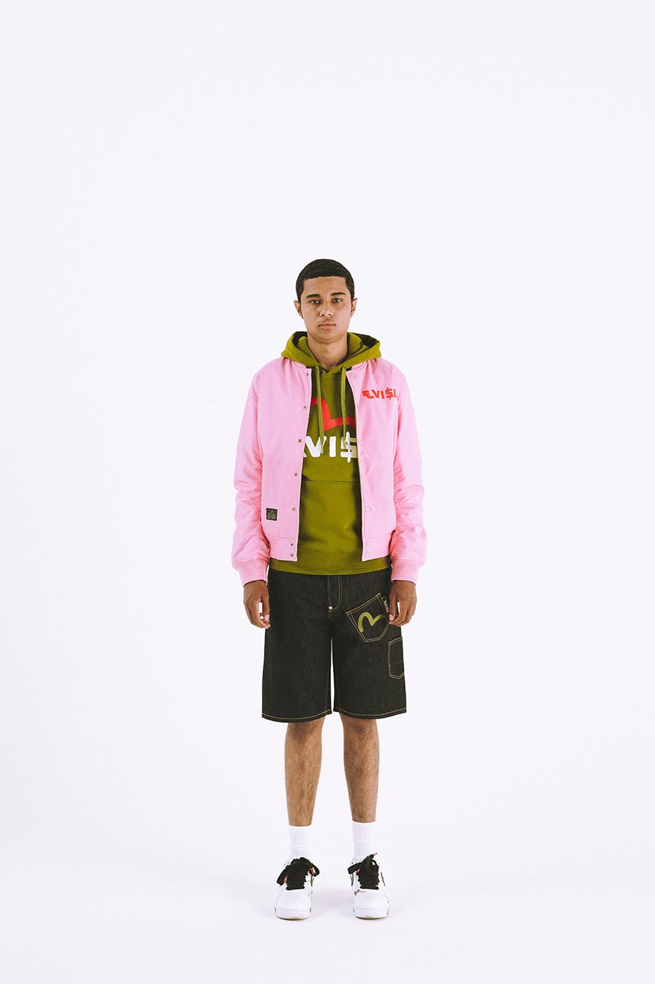 EVISU X BALL EBBASTA DAICOCK DENIM SHORTS