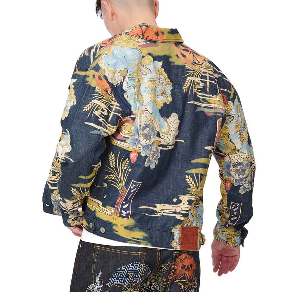 KOMAINU VINTAGE JAPANESE PAINTING PRINT DENIM JACKE