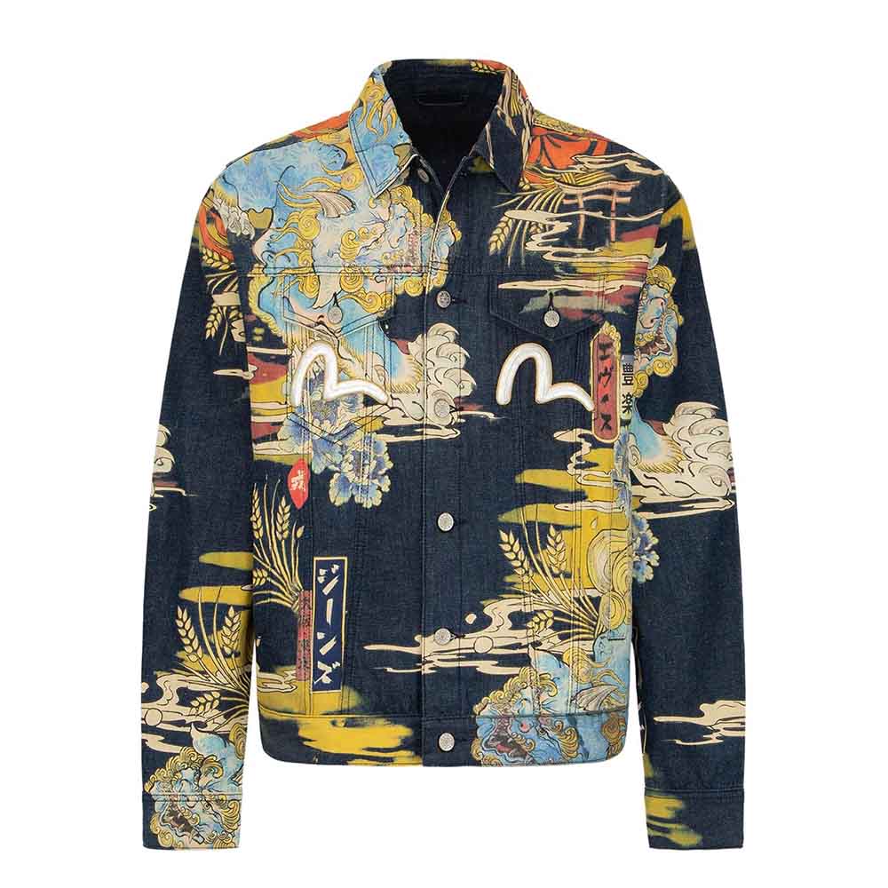 KOMAINU VINTAGE JAPANESE PAINTING PRINT DENIM JACKE
