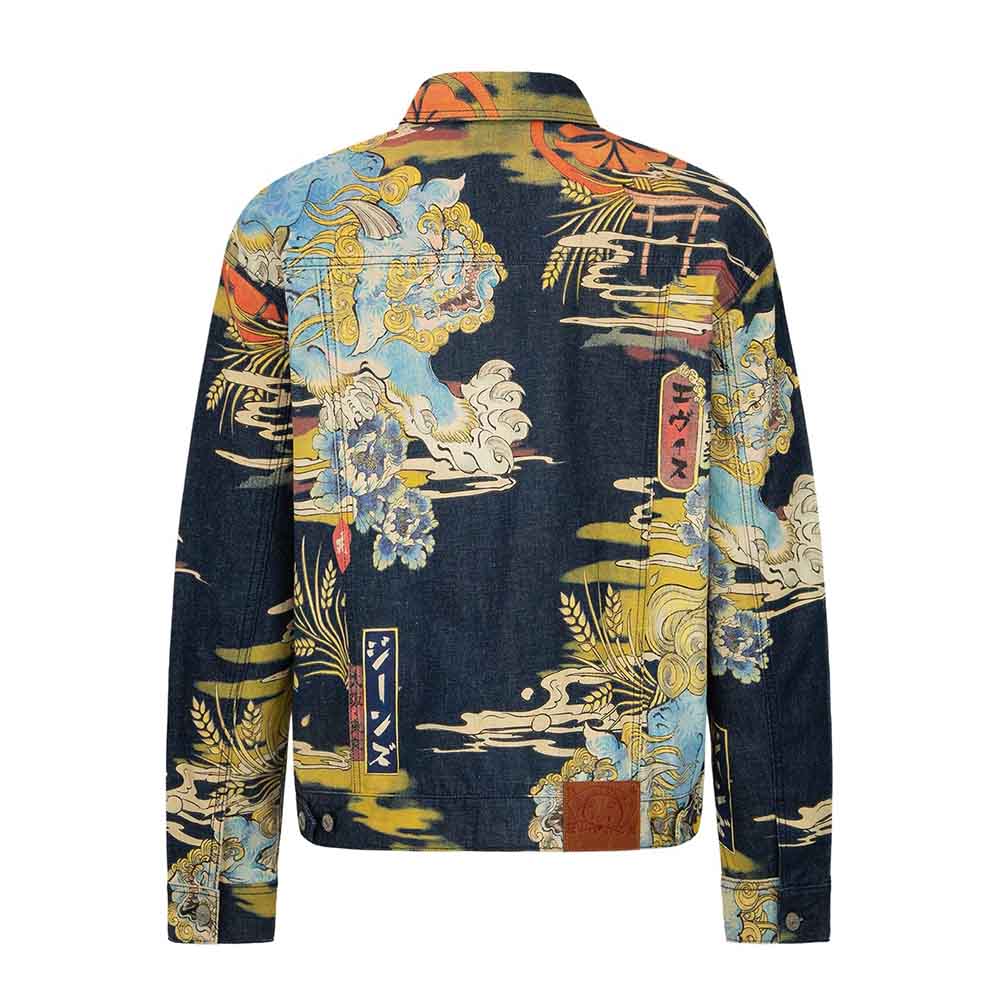 KOMAINU VINTAGE JAPANESE PAINTING PRINT DENIM JACKE