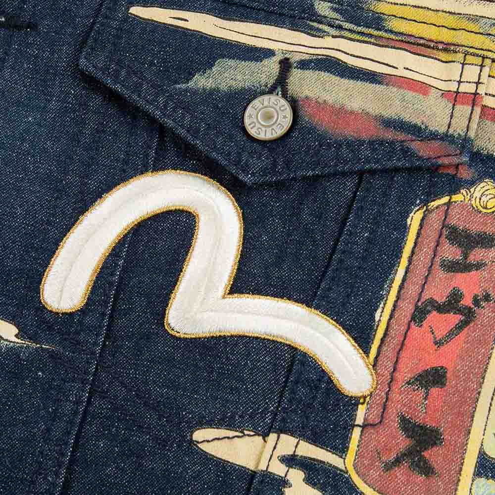 KOMAINU VINTAGE JAPANESE PAINTING PRINT DENIM JACKE