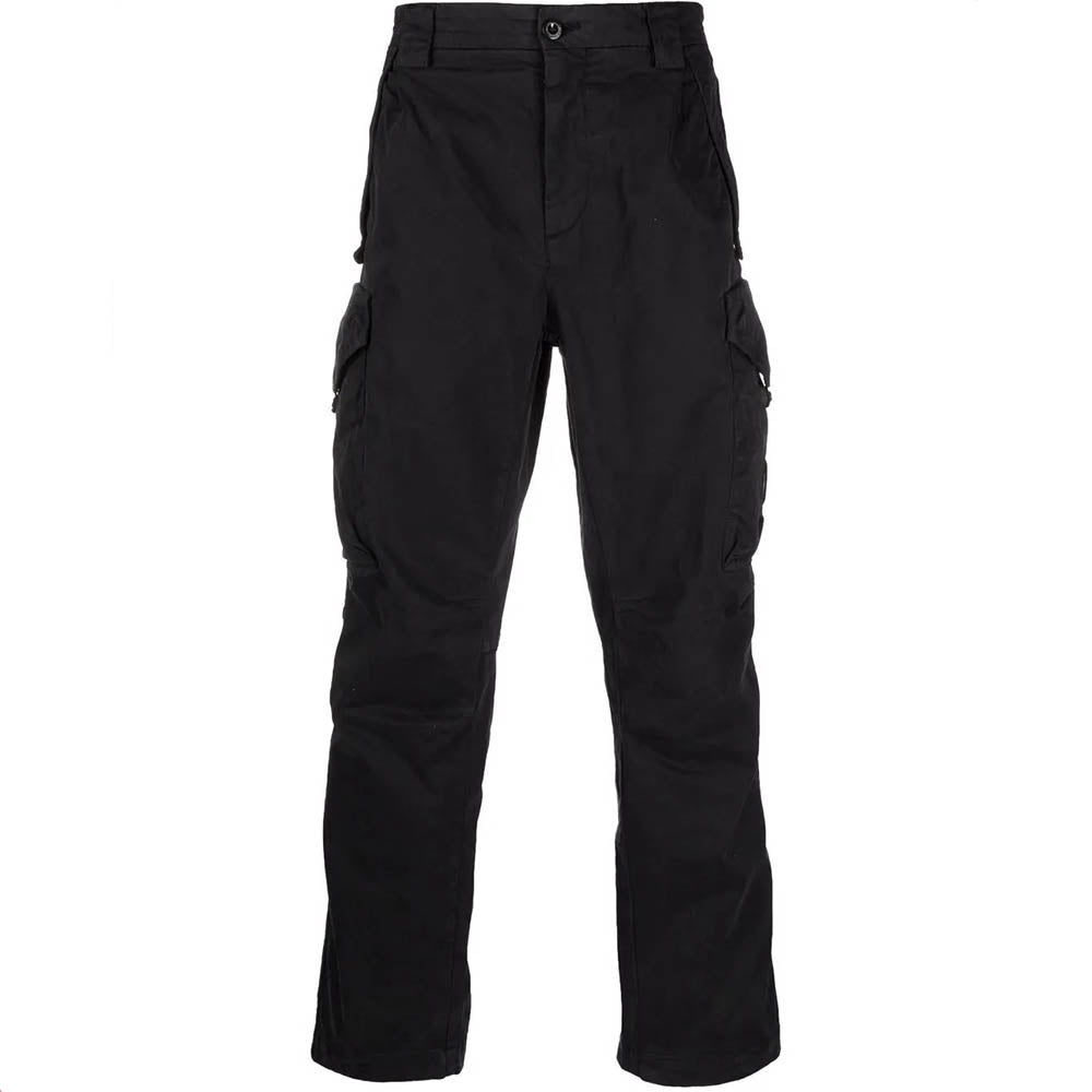 GARMENT DYED SATIN STRETCH CARGO PANTS SCHWARZ