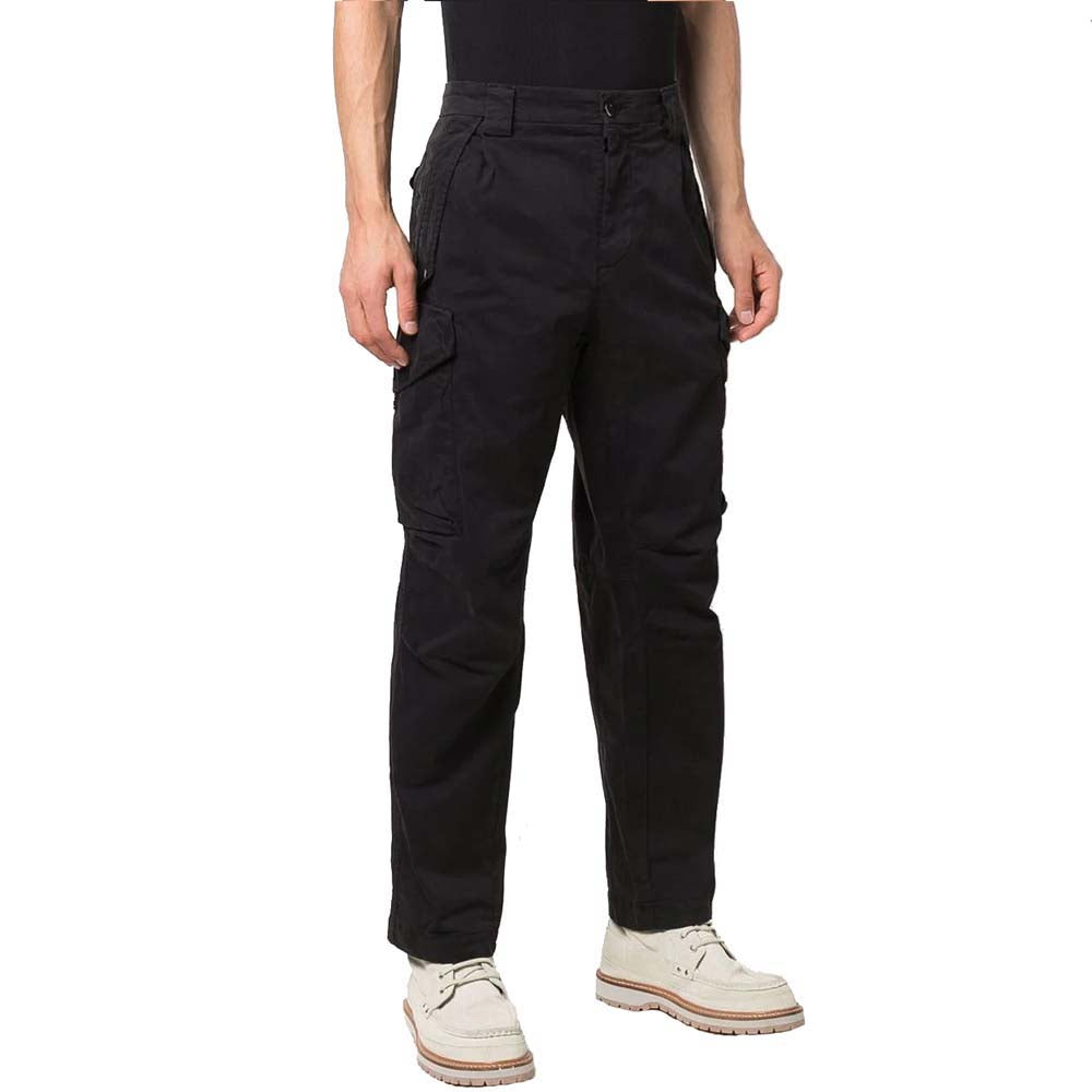 GARMENT DYED SATIN STRETCH CARGO PANTS SCHWARZ