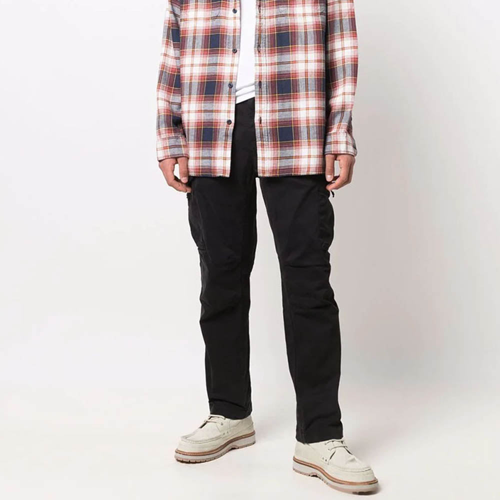 GARMENT DYED SATIN STRETCH CARGO PANTS SCHWARZ