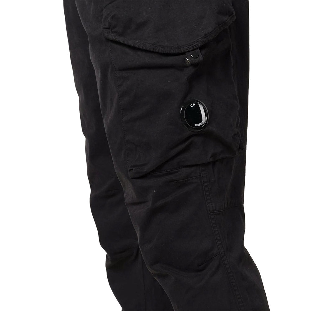 GARMENT DYED SATIN STRETCH CARGO PANTS SCHWARZ