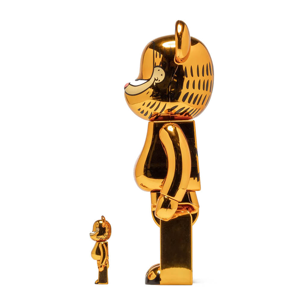 BEARBRICK 400% GARFIELD GOLD CHROME 2-PACK