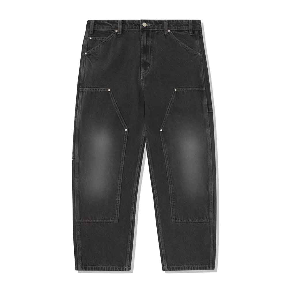 DAVIDE DOUBLE KNEE DENIM JEANS WASHED BLACK