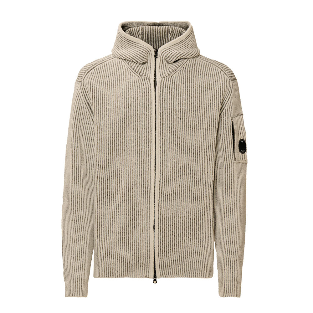 FLEECE KNIT HOODED FULL ZIP SWEATER