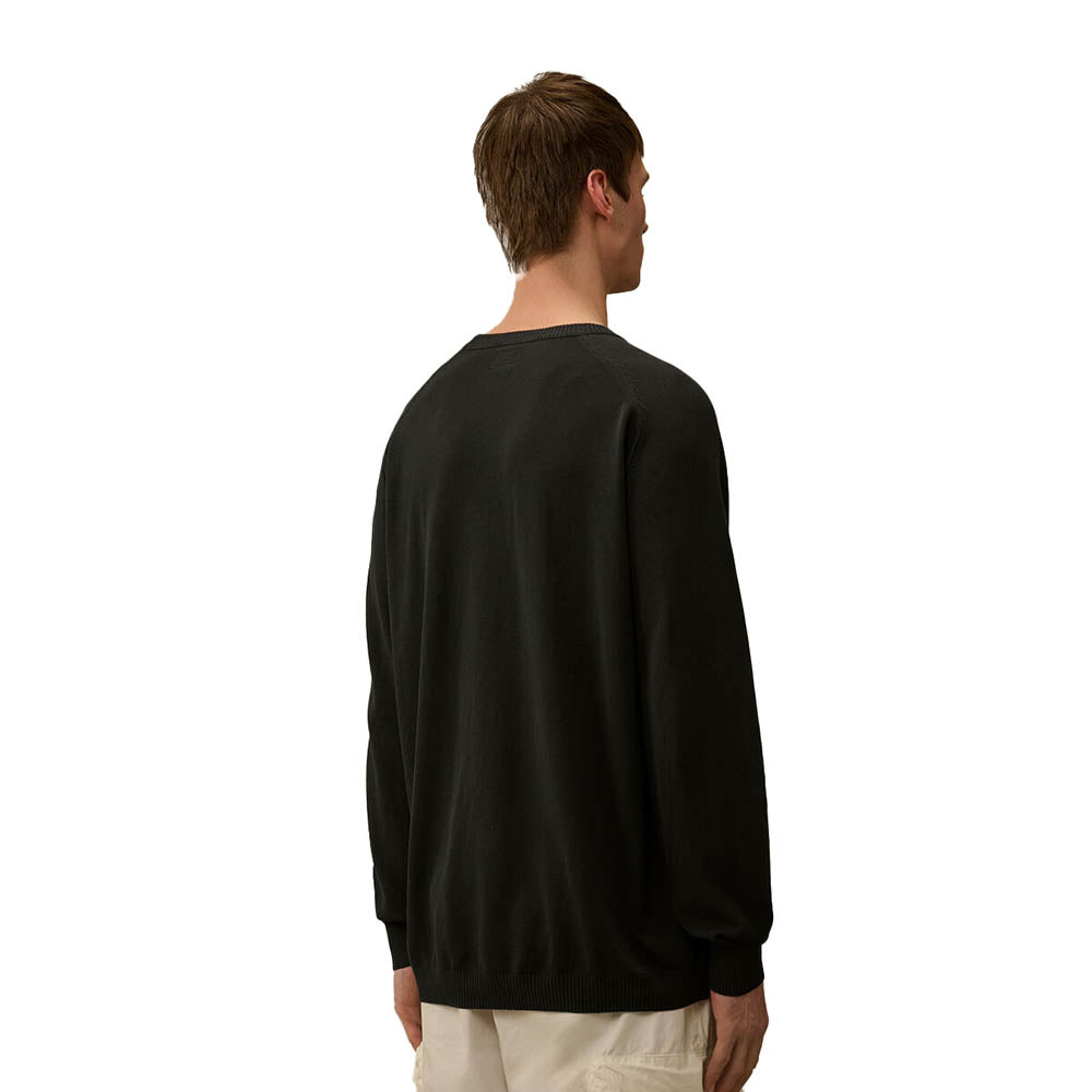 COTTON CREPE CREWNECK LENS SWEATER