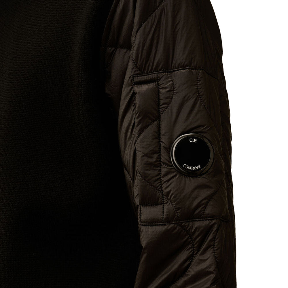 EXTRAFINE MERINO WOOL MIXED HOODED ZIP SWEATER BLACK