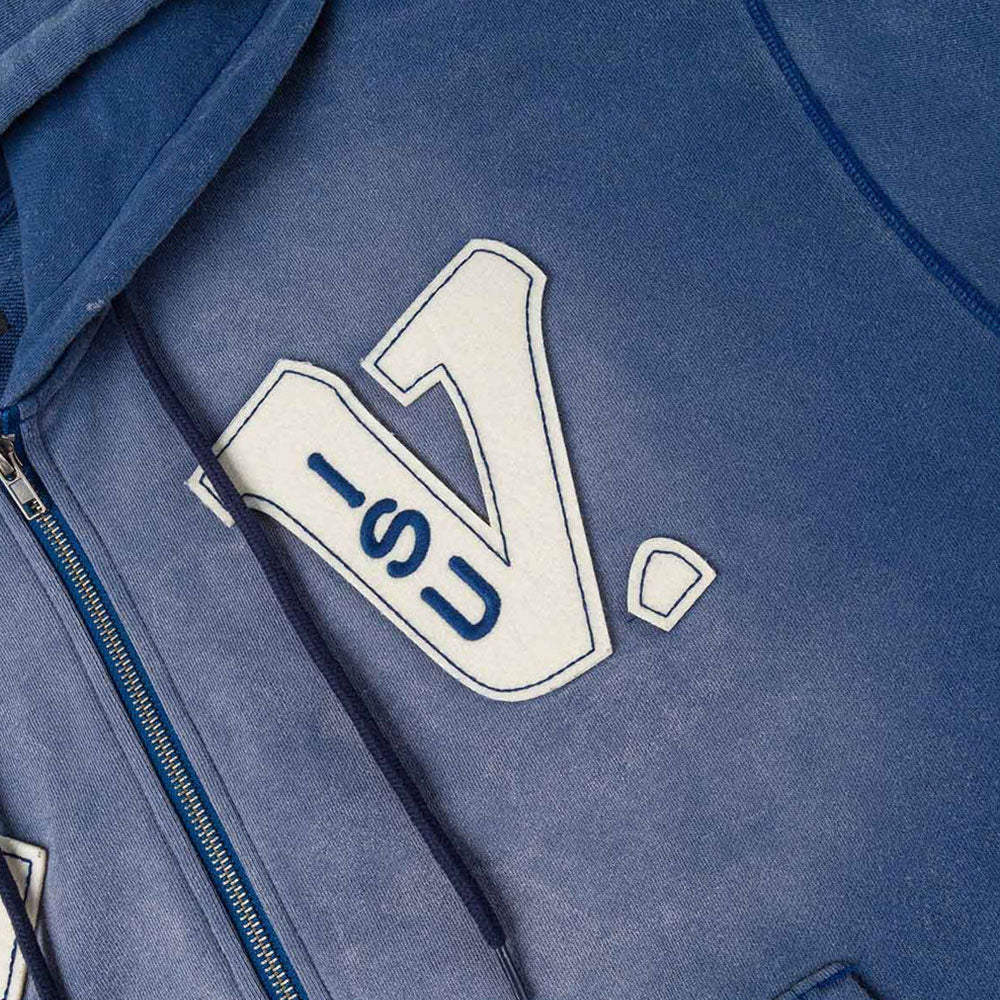 HEAVY WEIGHT WASHED EV AND SEAGULL PATCHES EMBROIDERY HOODIE