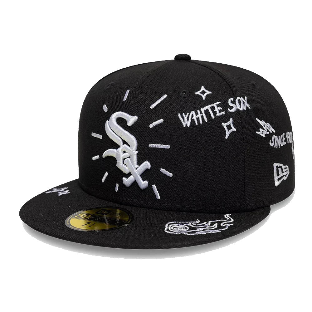 CHICAGO WHITE SOX MLB SCRIBBLE BLACK 59FIFTY CAP
